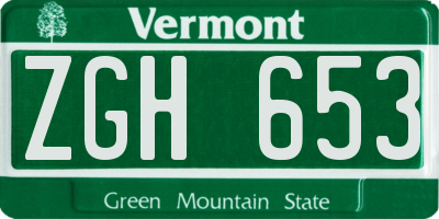 VT license plate ZGH653