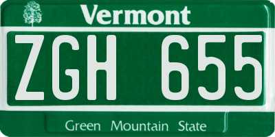 VT license plate ZGH655