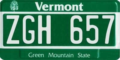 VT license plate ZGH657