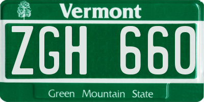 VT license plate ZGH660