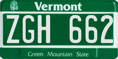VT license plate ZGH662