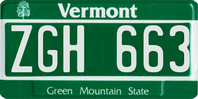 VT license plate ZGH663
