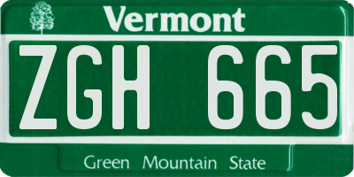 VT license plate ZGH665