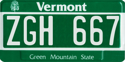 VT license plate ZGH667