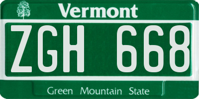 VT license plate ZGH668