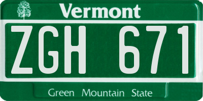 VT license plate ZGH671
