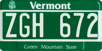 VT license plate ZGH672