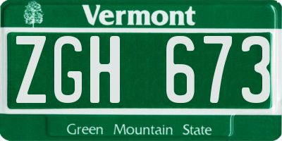 VT license plate ZGH673