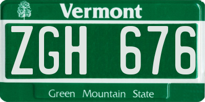 VT license plate ZGH676