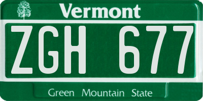 VT license plate ZGH677