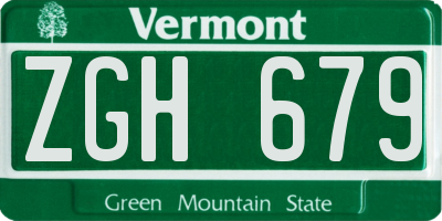 VT license plate ZGH679