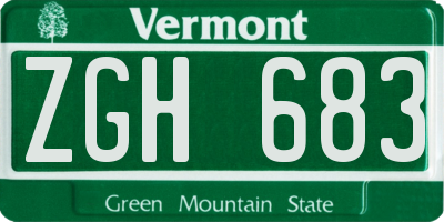 VT license plate ZGH683