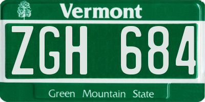 VT license plate ZGH684