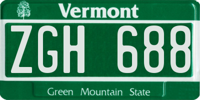 VT license plate ZGH688