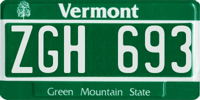 VT license plate ZGH693