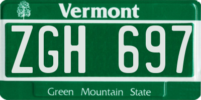 VT license plate ZGH697