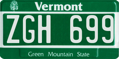 VT license plate ZGH699