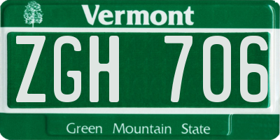 VT license plate ZGH706