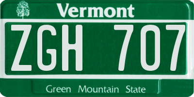 VT license plate ZGH707