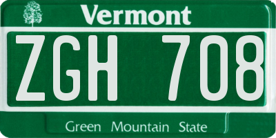 VT license plate ZGH708
