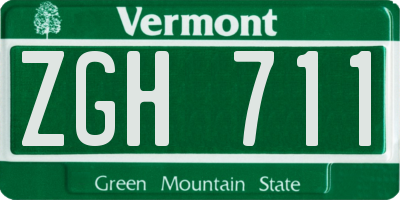 VT license plate ZGH711