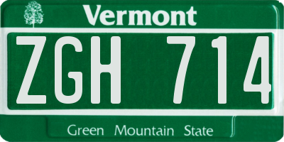 VT license plate ZGH714