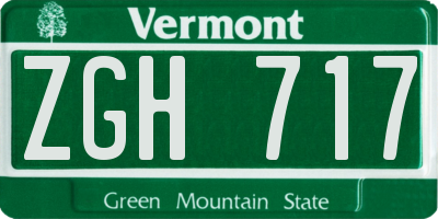 VT license plate ZGH717