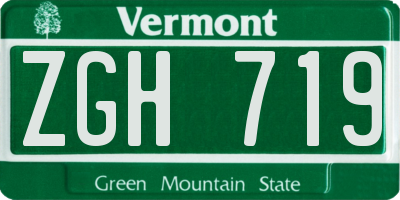 VT license plate ZGH719
