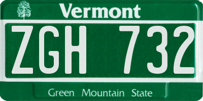 VT license plate ZGH732