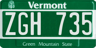VT license plate ZGH735