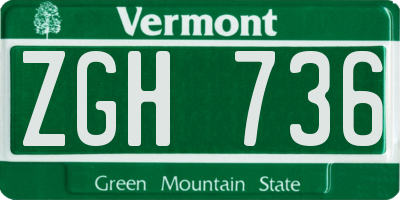 VT license plate ZGH736