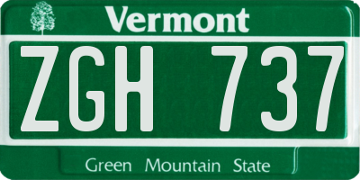 VT license plate ZGH737