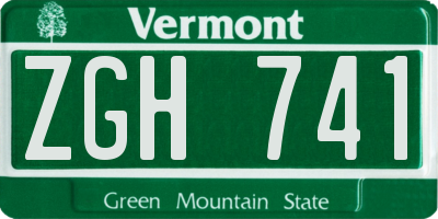 VT license plate ZGH741