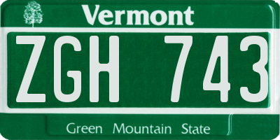 VT license plate ZGH743