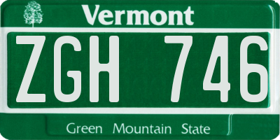 VT license plate ZGH746