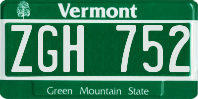 VT license plate ZGH752