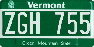 VT license plate ZGH755