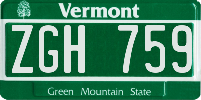 VT license plate ZGH759