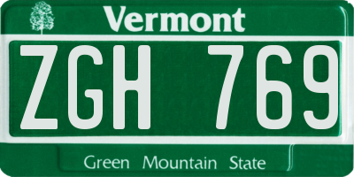 VT license plate ZGH769