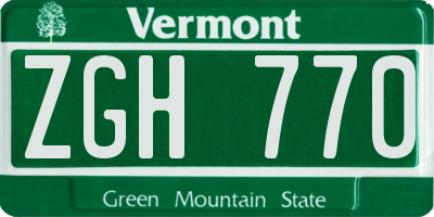 VT license plate ZGH770