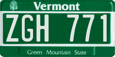 VT license plate ZGH771