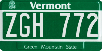 VT license plate ZGH772