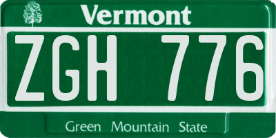 VT license plate ZGH776