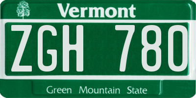 VT license plate ZGH780