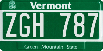 VT license plate ZGH787