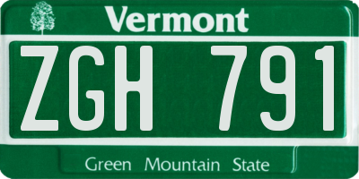 VT license plate ZGH791