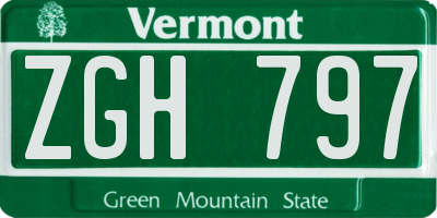 VT license plate ZGH797