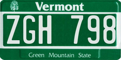 VT license plate ZGH798