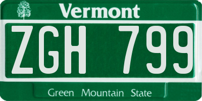 VT license plate ZGH799