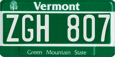 VT license plate ZGH807